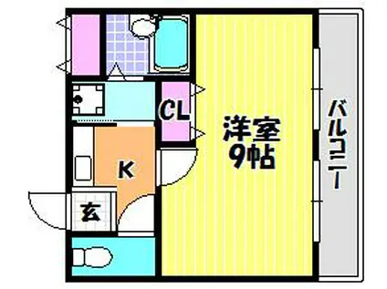 サンコークレアール(1K/4階)の間取り写真