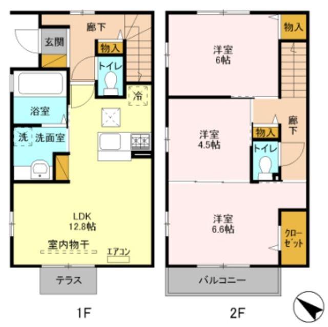 コージーハウスA(3LDK/2階)の間取り写真
