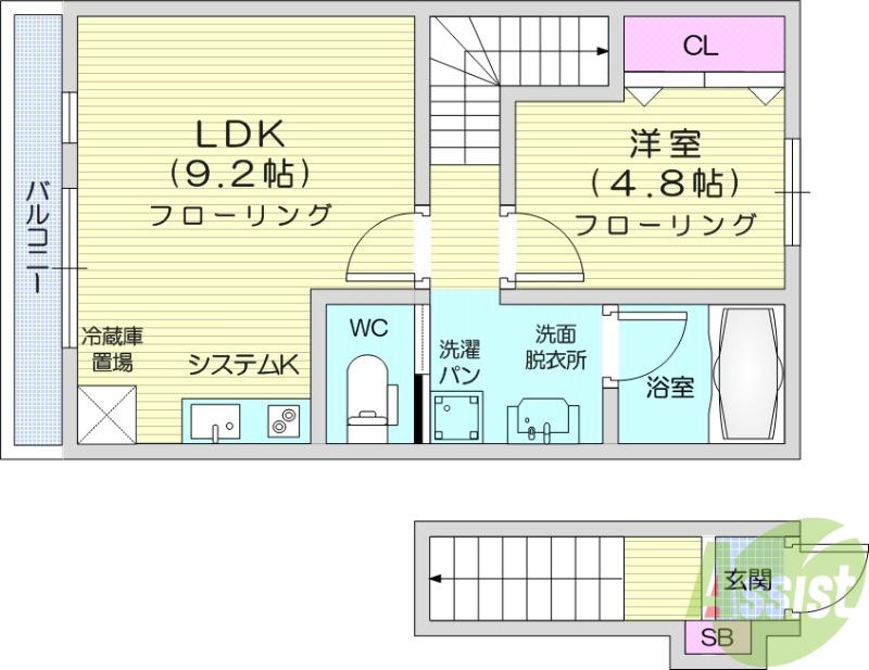 PREMORY名取駅 A棟(1LDK/2階)の間取り写真