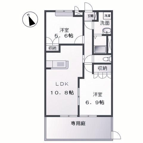 リバトゥジュ(2LDK/2階)の間取り写真