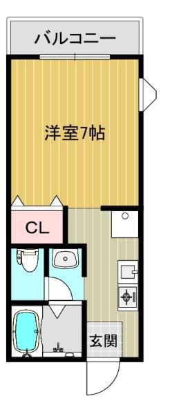 ビーライン瓜破(1K/2階)の間取り写真