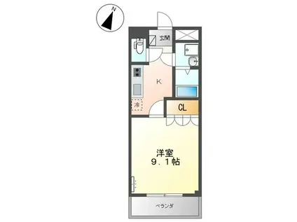 グランツ(1K/1階)の間取り写真