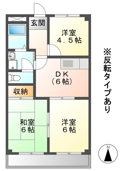 ピアパープル(3DK/2階)の間取り写真