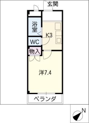 メルベーユHAJI(1K/2階)の間取り写真