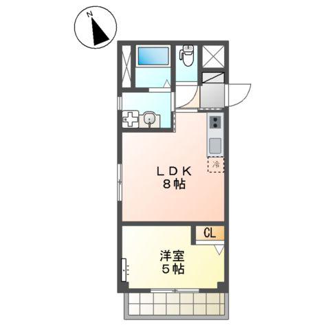 ボナール・ディアコート(1LDK/2階)の間取り写真