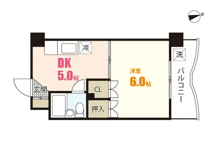 グレース中田(1DK/4階)の間取り写真