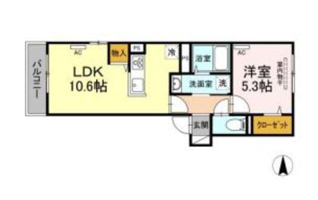 ルナVI(1LDK/2階)の間取り写真