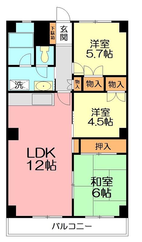 ペアシティー湘南(3LDK/7階)の間取り写真