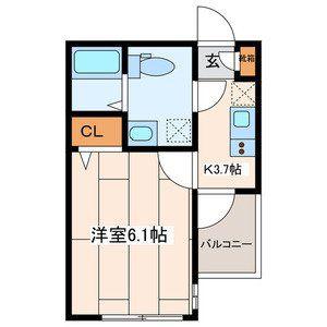WITH PLACEさがみ野(1K/1階)の間取り写真