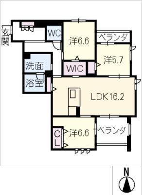 フェリクス黒川(3LDK/3階)の間取り写真