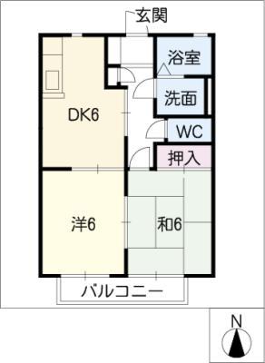 ビューテラス鵜沼C(2DK/1階)の間取り写真