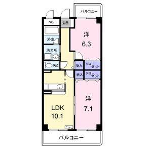 ブルージュ(2LDK/2階)の間取り写真