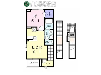 ラトゥール・エヌ(1LDK/3階)の間取り写真