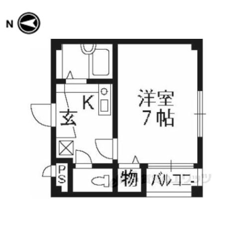 ジョイフル北村(1K/2階)の間取り写真