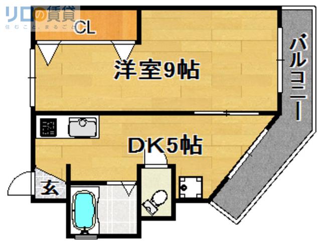 矢森マンション(1DK/4階)の間取り写真