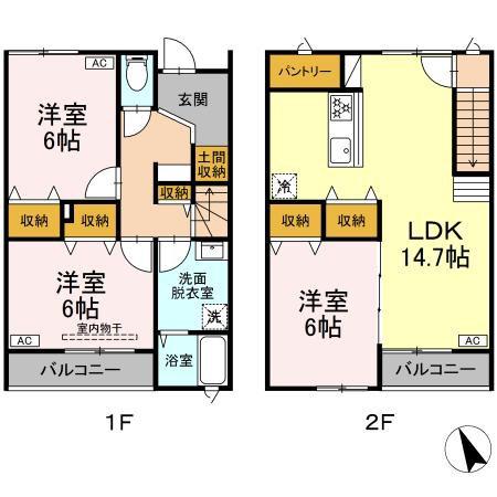 CHEZ BONHEUR(3LDK/1階)の間取り写真