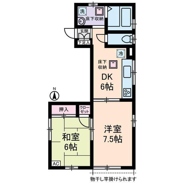 グレイシス王子A棟(2DK/1階)の間取り写真