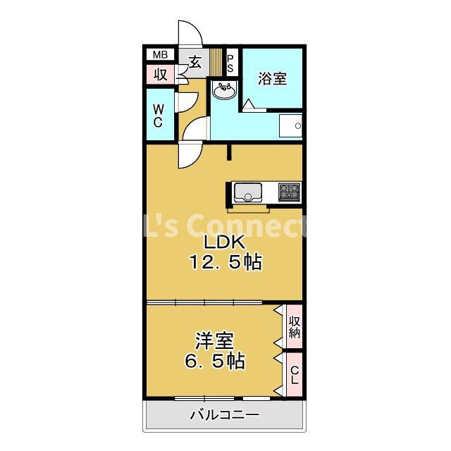 セロー明通館(1LDK/2階)の間取り写真