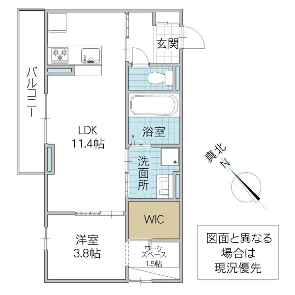 ウエスト・パーク C(1LDK/2階)の間取り写真
