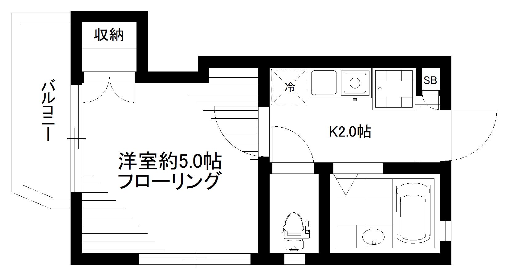 オージェス中野(1K/3階)の間取り写真