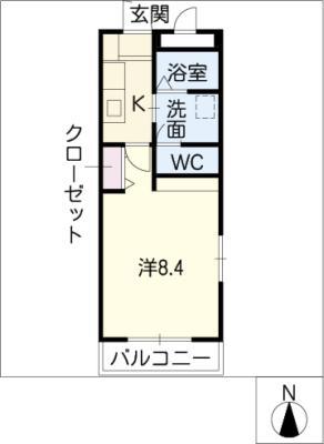 イズステージV6(1K/2階)の間取り写真