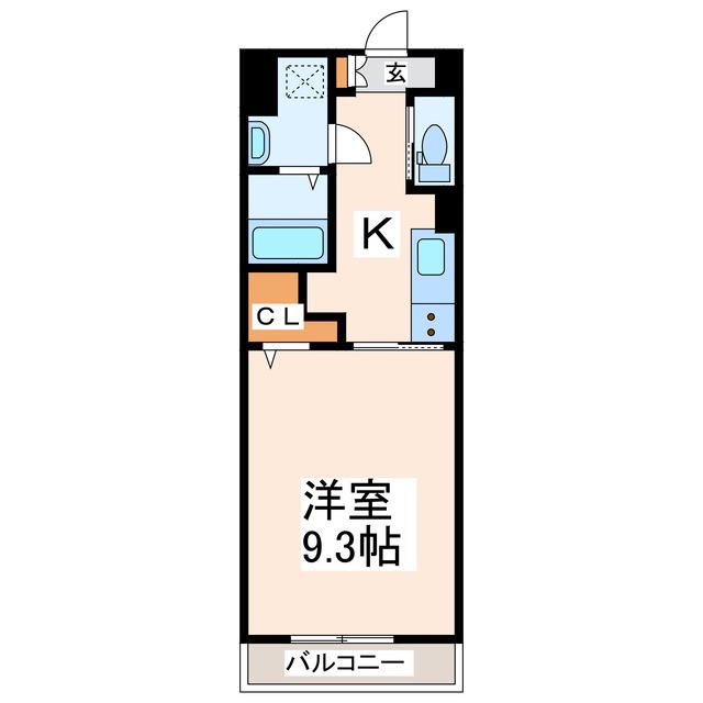 エフィシア保田窪(1K/3階)の間取り写真
