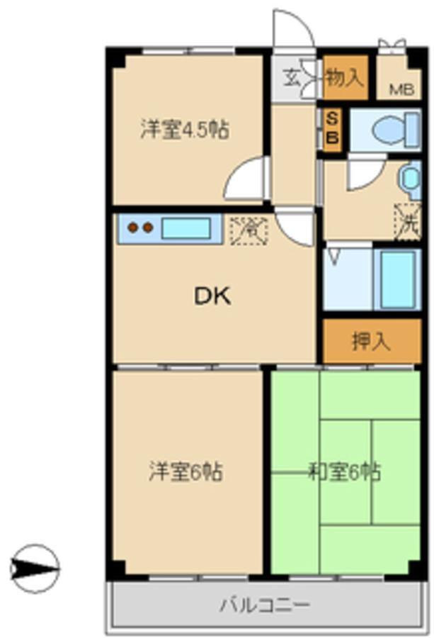 メゾン佐久間(3DK/2階)の間取り写真