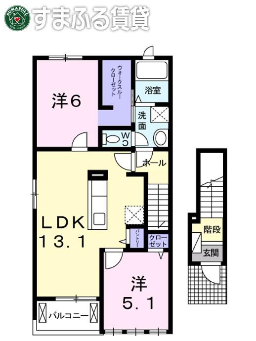 エンブレイス 今川B(2LDK/2階)の間取り写真