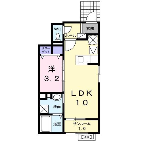 グランドソレーユ(1LDK/1階)の間取り写真