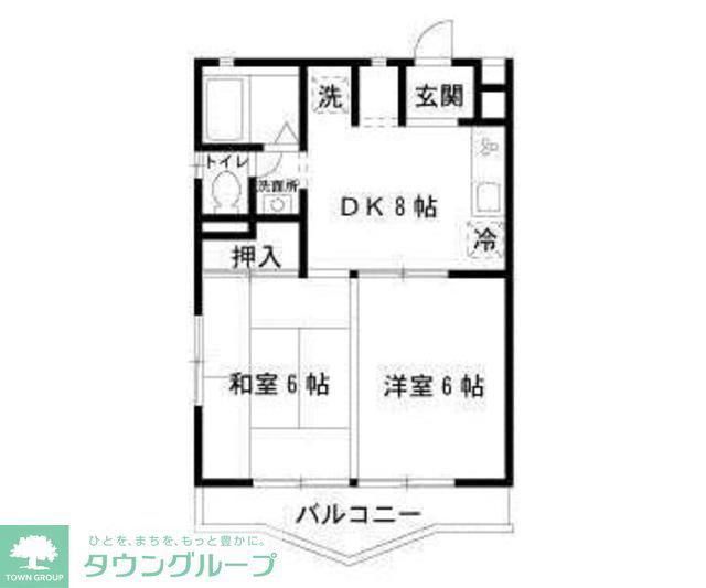 ロキシーパンセ中浦和(2DK/3階)の間取り写真