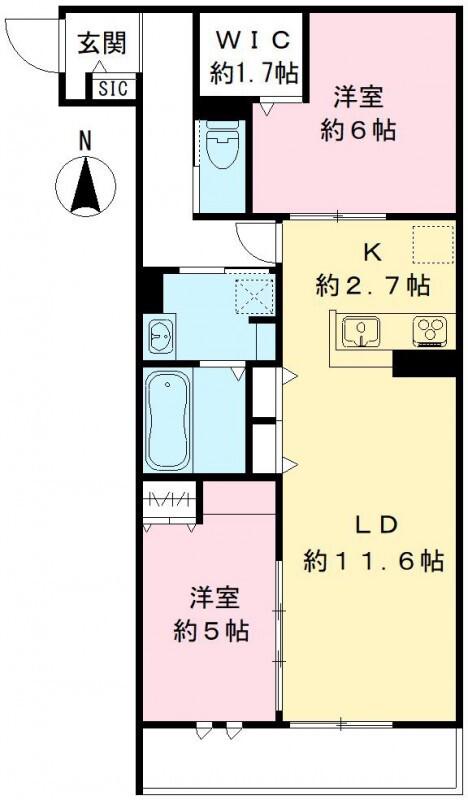芝弥生レジデンス(2LDK/3階)の間取り写真