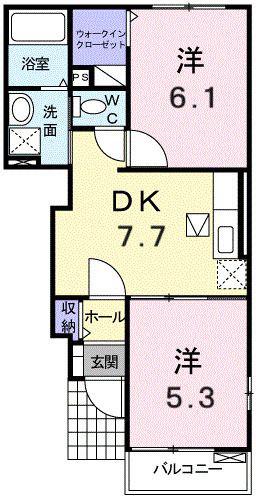フィオーレ・S2(2DK/1階)の間取り写真