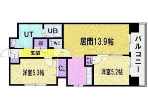 サン・パーク厚別(2LDK/8階)の間取り写真