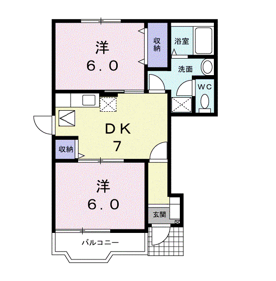ソルフィ-C(2DK/1階)の間取り写真
