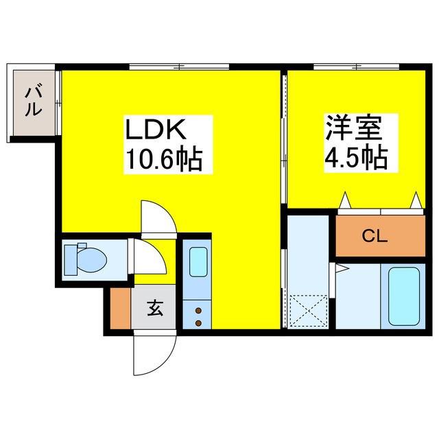スリーナインYG(1LDK/5階)の間取り写真