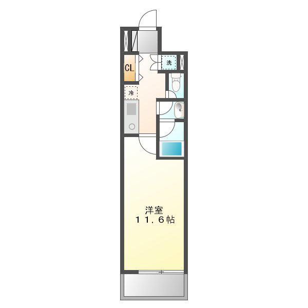 CASAα名駅南(1K/3階)の間取り写真