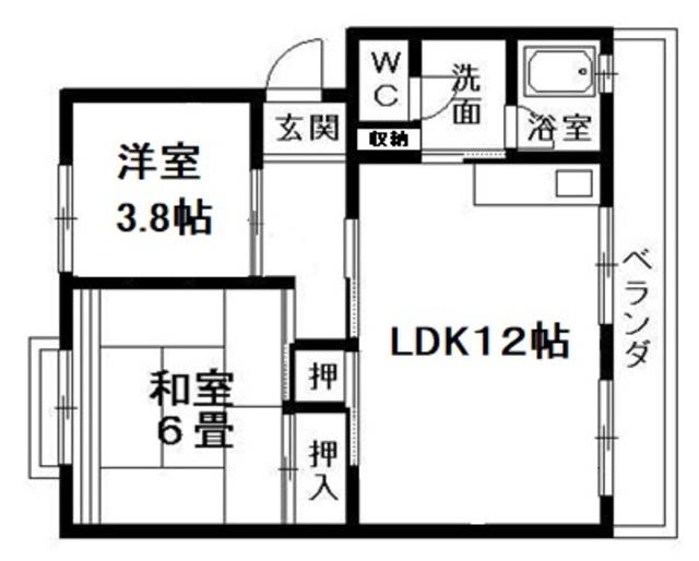 南井ハイツ(2LDK/3階)の間取り写真