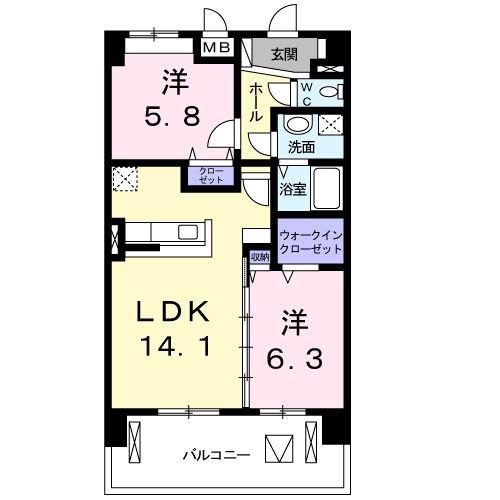 深志M.Oマンション(2LDK/5階)の間取り写真