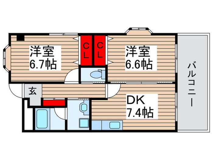 プチハイム(2DK/2階)の間取り写真