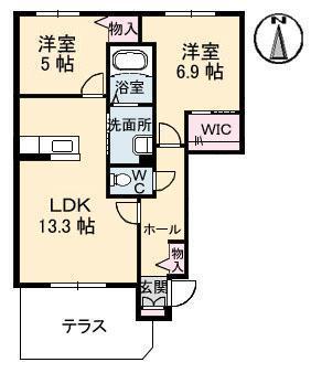 グランマスト久保田(2LDK/1階)の間取り写真