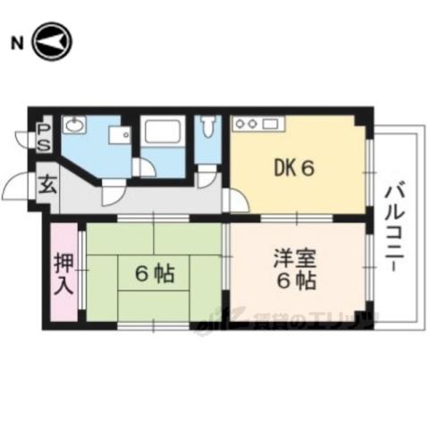 ラーク安田PARTⅠ(2DK/4階)の間取り写真