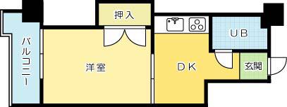 小倉第二鳳城ビル(1DK/7階)の間取り写真