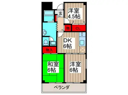 トップアイランドコーポ(3DK/2階)の間取り写真