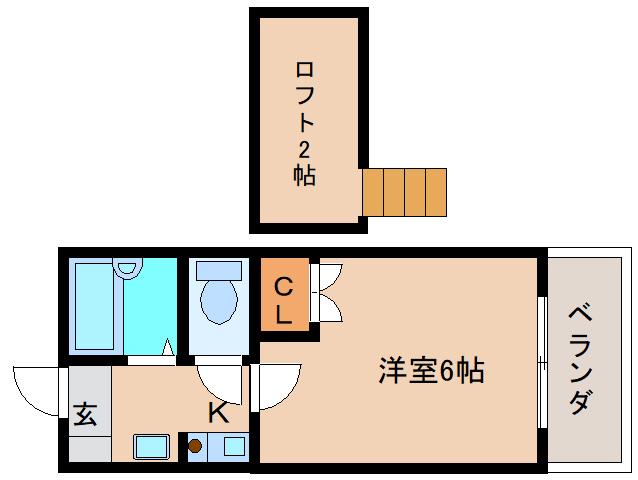 ビアンカ百楽園I(1K/2階)の間取り写真