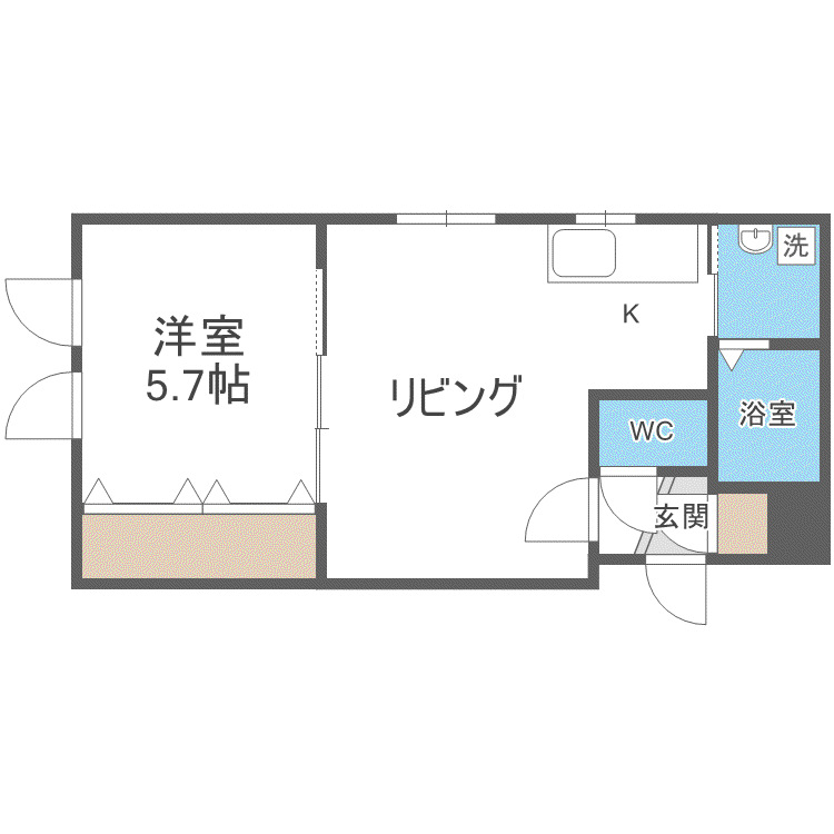 パトラス白石(1LDK/4階)の間取り写真