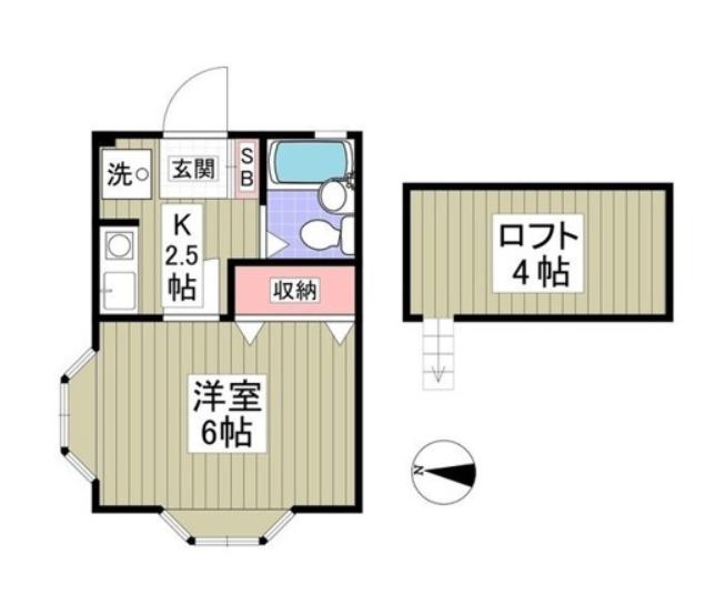 パンシオン桶川NO1(1K/2階)の間取り写真