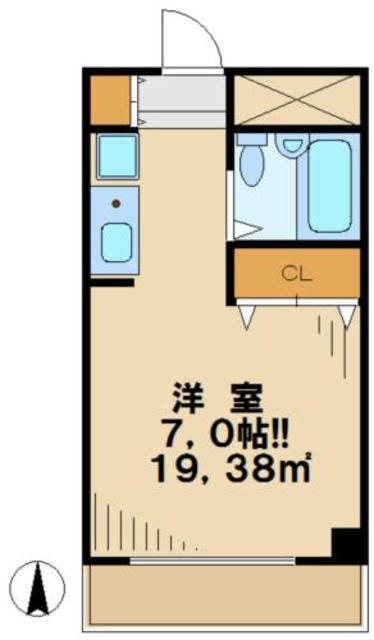植村ビル(ワンルーム/3階)の間取り写真