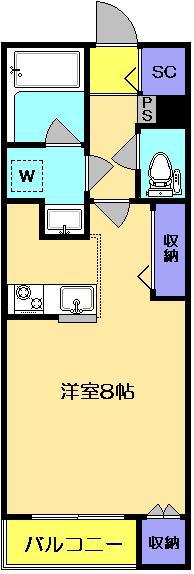 ベルティス武蔵小山(1K/1階)の間取り写真