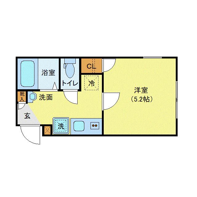 グレースコート町屋(1K/2階)の間取り写真