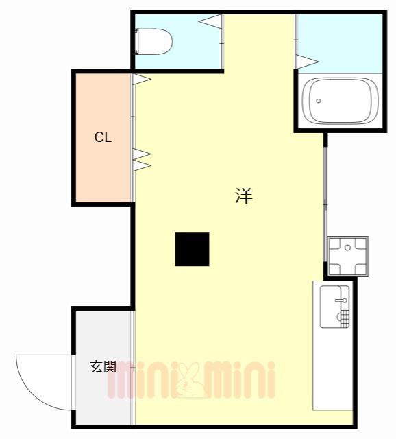 コーポ旗塚(ワンルーム/1階)の間取り写真